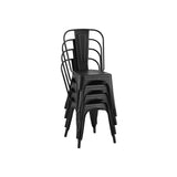 ZUN 2pc Modern Matte Black Finish Metal Dining Room Kitchen Bar Chairs Contemporary Aesthetic 18-inch B011P238552