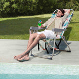 63*70*99cm Heightened Oxford Cloth Silver White Aluminum Tube Bearing 100kg Beach Chair Flamingo 01440155