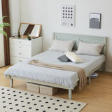 Queen Size Solid Wood Platform Bed Frame with Headboard Gray Wash 68164226