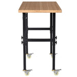 ZUN 59" Garage Work Bench with Wheels, Height Adjustable Legs, Bamboo Tabletop Workstation Tool Table 84066089