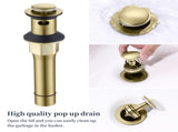Bathroom Faucet Brushed Gold with Pop up Drain & Supply Hoses 2-Handle 360 Degree High Arc Swivel 82832959