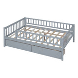 Full Size Daybed Wood Bed with Two Drawers, Gray WF301868AAE
