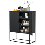 Heavy Duty Metal Buffet Sideboard Modern Steel Storage with 2 Shelves, Free Standing Accent GL-W2735P186336