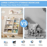 ZUN White Wooden Toy Storage Organizer Cabinet Kids Bookshelf Children Bookcase Toddler Baby Sling Book W2876P233536