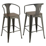 ZUN Dark Elm and Matte Black Bar Height Stool B062P153516