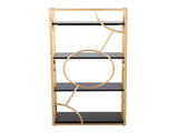 Contemporary Bookcase in Gold Metal and Black Wood B202P223883