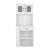 ZUN Capienza Pantry Cabinet, Two Shelves, Double Door, One Drawer, Three Side Shelves -White B20091899