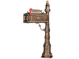 Decorative Large Mailbox with Post, Heavy Duty Cast Aluminum Postal Mail Box with Address Plaque, 06709382