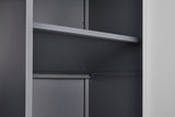 Gray Steel Large Capacity Lockable Wardrobe with Hanging Rod and Compartments for Bedroom, Living W1247P293800