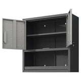 ZUN Metal Wall-Mounted Tool Storage Cabinet with Locking Door and 1 Shelf 1 Opened Drawer for Garage 61339189