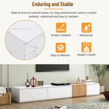 ON-TREND TV Stand with Faux Marble and Walnut Wood Grain Finish for TVs up to 88'', Modern WF320812AAK