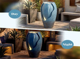16"32" Outdoor Cracked Jar Water Fountain with LED Lights Resin Patio Water Feature 94736083
