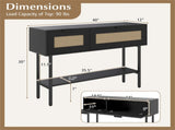Black Rattan Console Table with Storage Cabinets & Open Shelf, 40 Inch Entryway Table with Sturdy 10366281