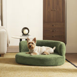 Shep 36" Curved Dog Sofa Bed Medium Moss Green Fleeced Teddy B2719P320242