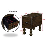 Solid Wood End Table, Rectangle 23.6 inch Narrow Side Table with Drawer, Vintage Bedside Table W1202P176734