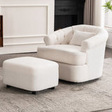 Swivel Chair with Ottoman, Modern Luxury Velvet Swivel Accent Chair, Comfy Round Armchair, Single W2012P272071