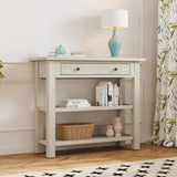 ZUN TREXM Retro Console Table with Drawer and Two Sturdy Shelves for Entryway, Living Room N715P195561E