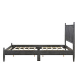Mid-Century Modern Design Queen Platform Bed 1pc Gray Finish Wooden Bedroom Furniture Vertical Slats B011P211338