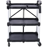 3 Layers Folding Collapsible Service Cart Pack-N-Roll Folding Collapsible Service Cart, Black, 50 W46578737