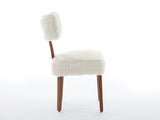 064-Set of 2 Fur Fabric Modern Armless Dining Chairs With Curved 59203644