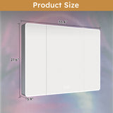Aluminium Medicine Cabinet Mirror, 35 x 28 Inches Medicine Cabinet with 3 Colors LED Light and W2700P269440