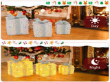 Set of 3 Christmas Lighted Gift Boxes with 90 Warm Lights, PVC SequinsBows, 10"/8"/6" Sizes 13436760