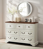 Farmhouse 7 Drawers Dresser for Bedroom, Rustic Chest of Drawers with Natural Texture, Vintage W1785P208312