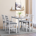 ZUN 5PCS Stylish Dining Table Set 4 Upholstered Chairs with Ladder Back Design for Dining Room Kitchen W1673130772