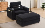 Modern Style Armchair 42.5" Chaise Lounge Sofa Couch with a Movable Storage Ottoman, USB Ports, N719P292700B