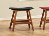 Solid Wood Walnut Finish Counter Height Stools Set of 2 Matt Black Faux Leather Seat Mid-Century B011P172706
