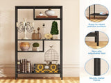 Modern Storage Shelf with 4 Compartments & Metal Legs, Freestanding Organizer,Book Display 75377514