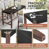 Counter Height Table, 47.5 Inch Faux Marble Finish Bar Dining Table, Modern Bar Tall Dining Table N752P269652B
