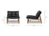 Oxford 26.5" Leather Mid-Century Modern Accent Chair, Noir Black Leather B2719P290775