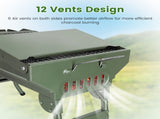 Portable Folding Charcoal BBQ Grill, Outdoor Barbecue Grill with Dual Side Shelves & 12 Air Vents, 29454027