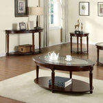 ZUN Transitional 1pc Coffee Table Dark Cherry Open Bottom Shelf Beveled Glass Top Turned Legs Living B011P144698