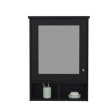 ZUN Medicine Cabinet 29" H, with 5 Shelves, 1 Door, and 1 Mirror, Black B097P250881