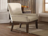 Beige and Salvage Brown Arm Chair with Nailhead Trim B062P209270