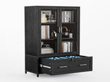Wide Wooden File Cabinet & Bookcase, Black Embossed Melamine Faced MDF with 07455653