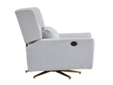 Power Recliner Chair Swivel,Upholstered 360&deg Swivel Recliner with gold 5 star base-light grey N771P298185D