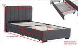 Twin Size Platform Bed Frame with 2 Storage Drawers and Headboard with USB, Linen Fabric Simple W1670P255482