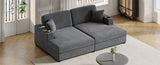 86.5" Oversized Loveseat Chaise Lounge Sectional Sofa Bed Corduroy Sleeper Sofa with USB Ports , N719P232602R