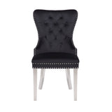 Simba Stainless Steel 2 Piece Chair Finish with Velvet Fabric in Black 808857776211