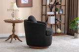 035-Linen Fabric Swivel Accent Chair With Soild Wood Round Brown Base Leg,Dark Gray W527134468