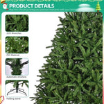 ZUN 7ft Artificial Christmas Tree, Premium Unlit Hinged Spruce Full Tree with 2231 Branch Tips, Metal W2773P197098