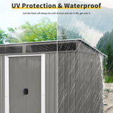 8ft x 6ft Outdoor Metal Storage with Lockable Sliding Doors and Transparent plate for Garden, Lawn W540P185311