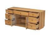 Cabinet with storage for living and dining room entrance, large size, 2 doors and 7 drawers, Natural N780P330601N