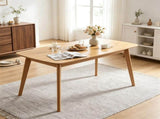 55 Inch Solid Rubber Wood Dining Table, Mid-Century Modern Kitchen Table with Rounded Edge, 4-6 08683094