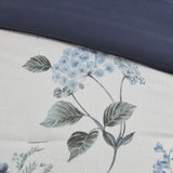 7 Piece Printed Seersucker Comforter Set with Throw Blanket Blue Full/Queen B03597121
