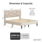 ZUN Queen Size Bed Frame with Storage Headboard, Platform Bed No Noise, Mattress Foundation Strong W2896P208878