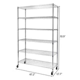 ZUN 6-Tier NSF Heavy Duty Adjustable Storage Metal Rack with Wheels/Leveling Feet & Shelf Liners Ideal 15636735